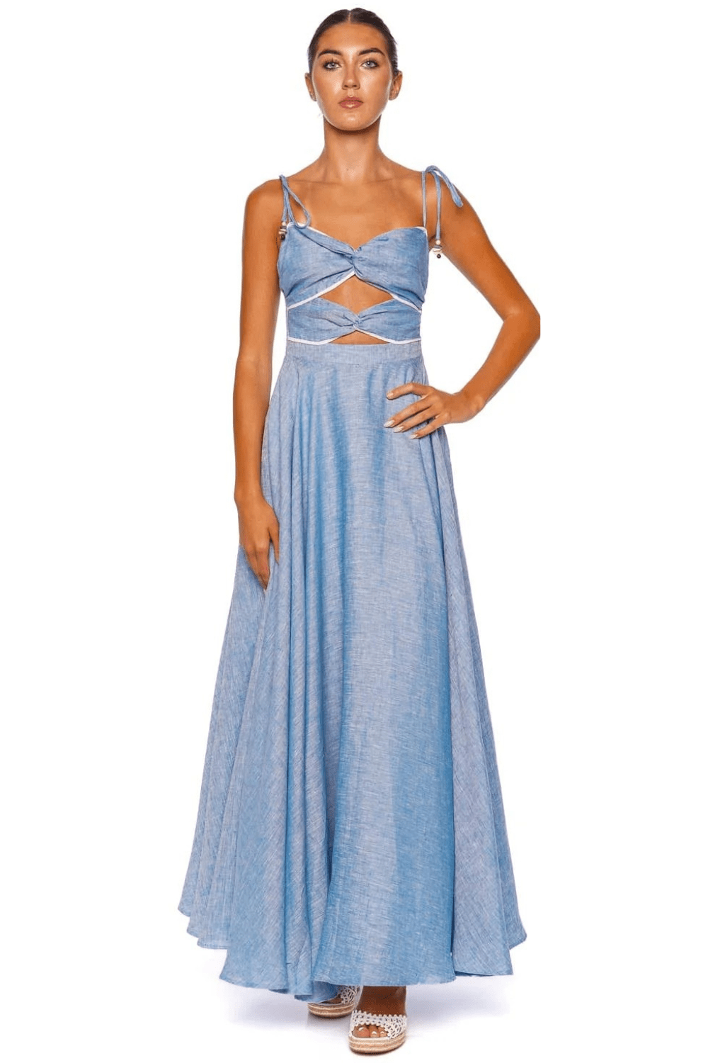 Monroe Cut Out Linen Maxi Dress