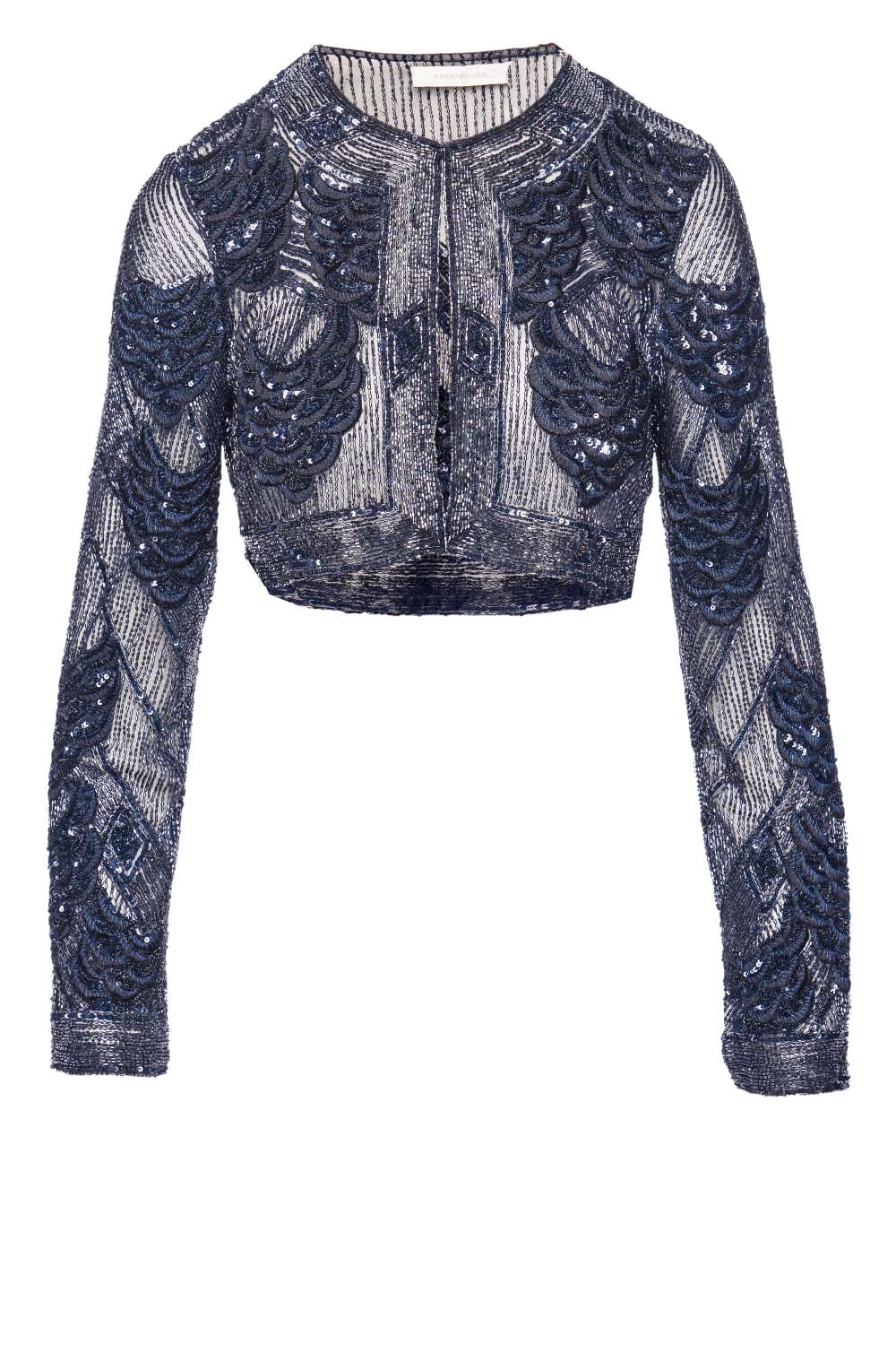 Navy Petal Bead Embroidered Bolero