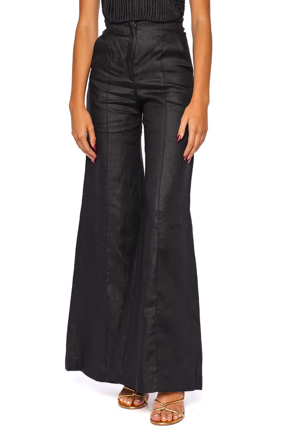 Encontrarte Black Linen Wide Leg Pant