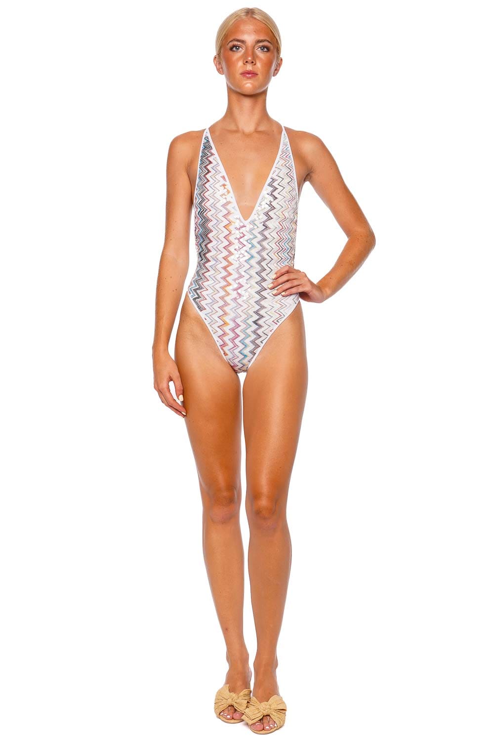 Plunging Sequin One Piece Swimsuit