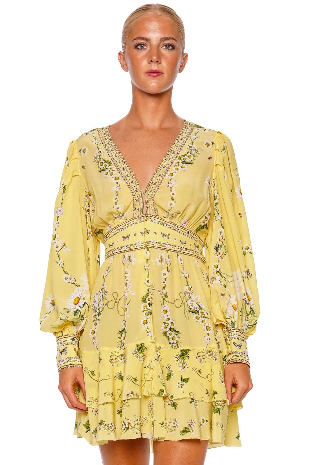 Daisy Chains Button Frill Mini Dress