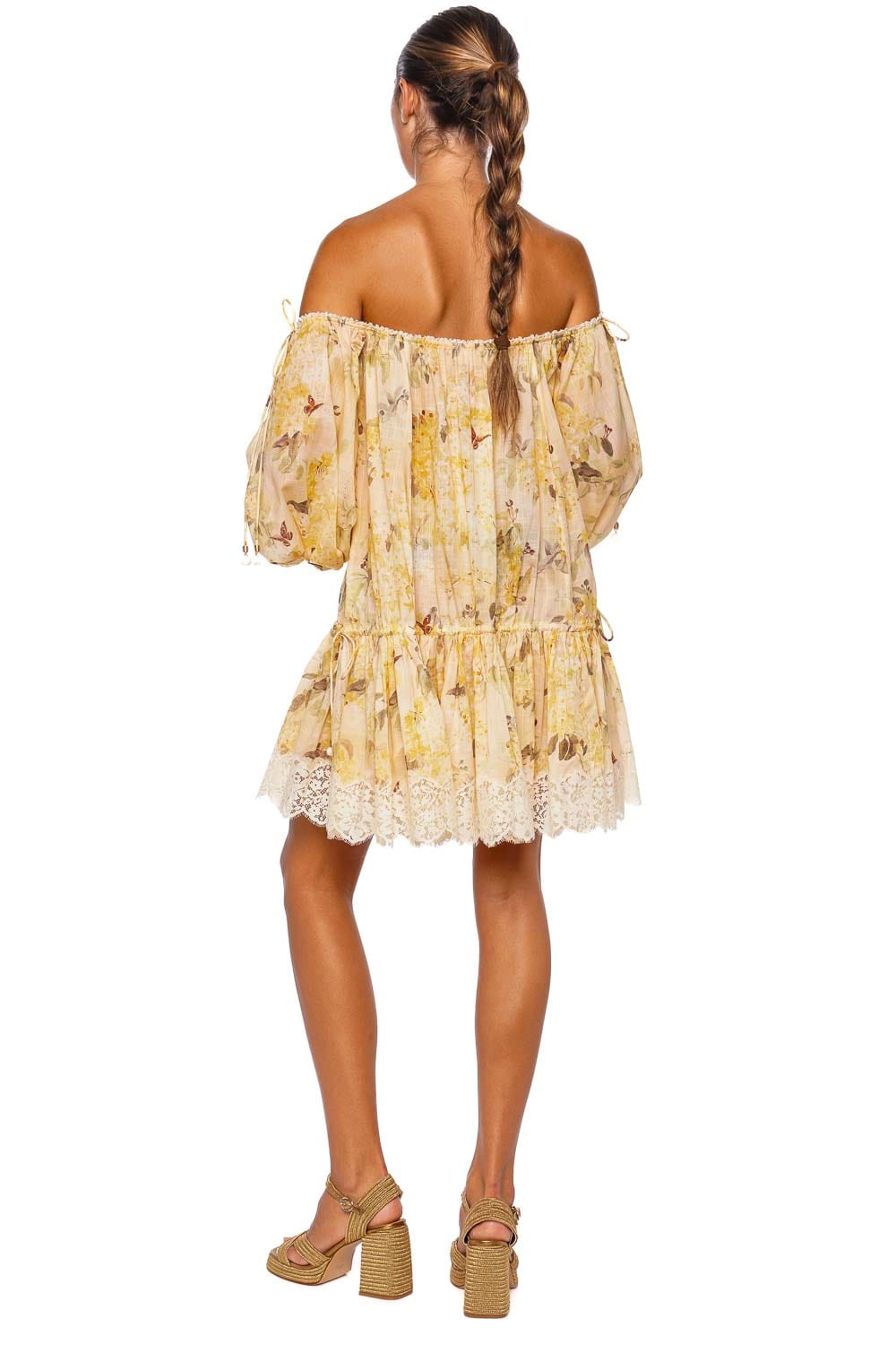 Cascadian Yellow Floral Tiered Mini Dress