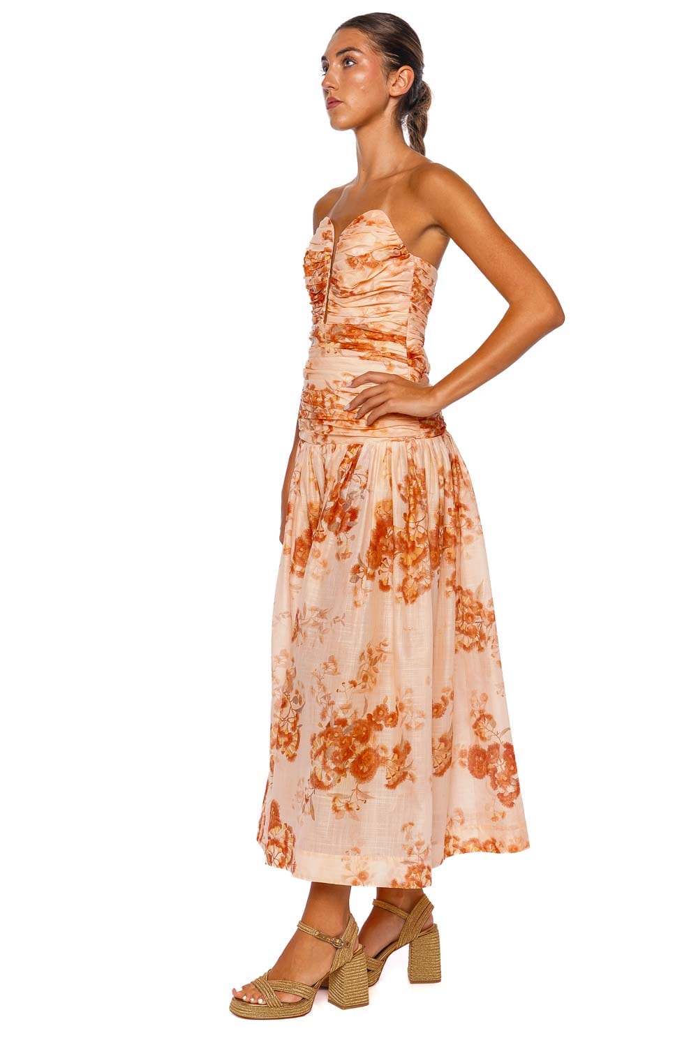 Cascadian Cotton Strapless Midi Dress