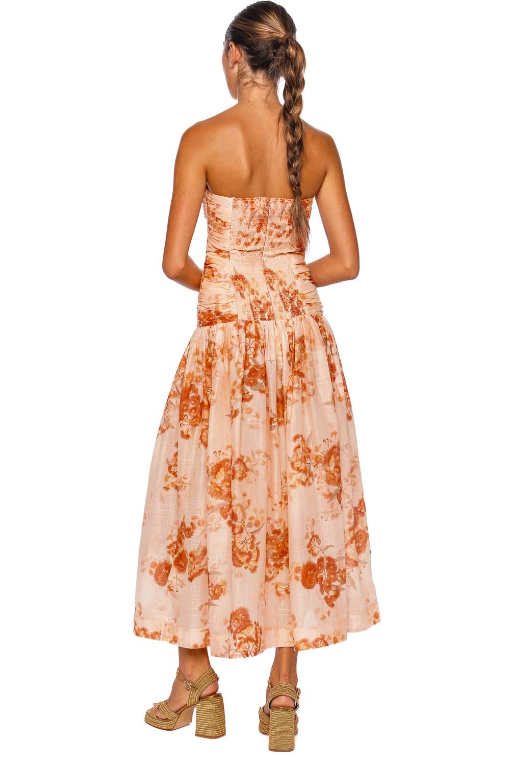 Cascadian Cotton Strapless Midi Dress