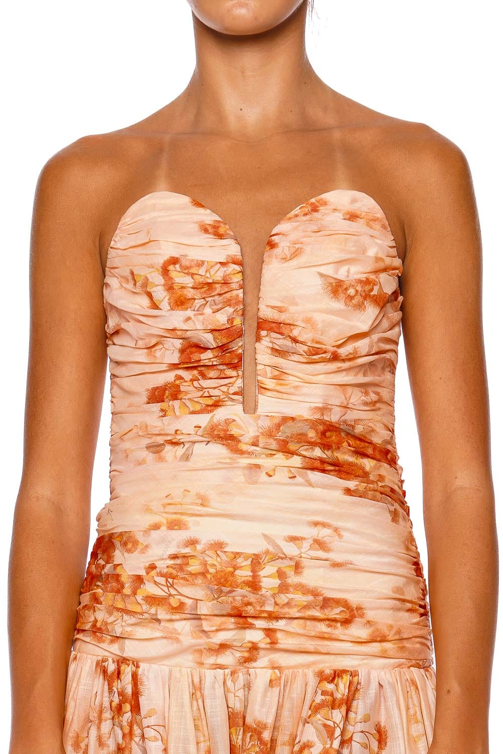Cascadian Cotton Strapless Midi Dress