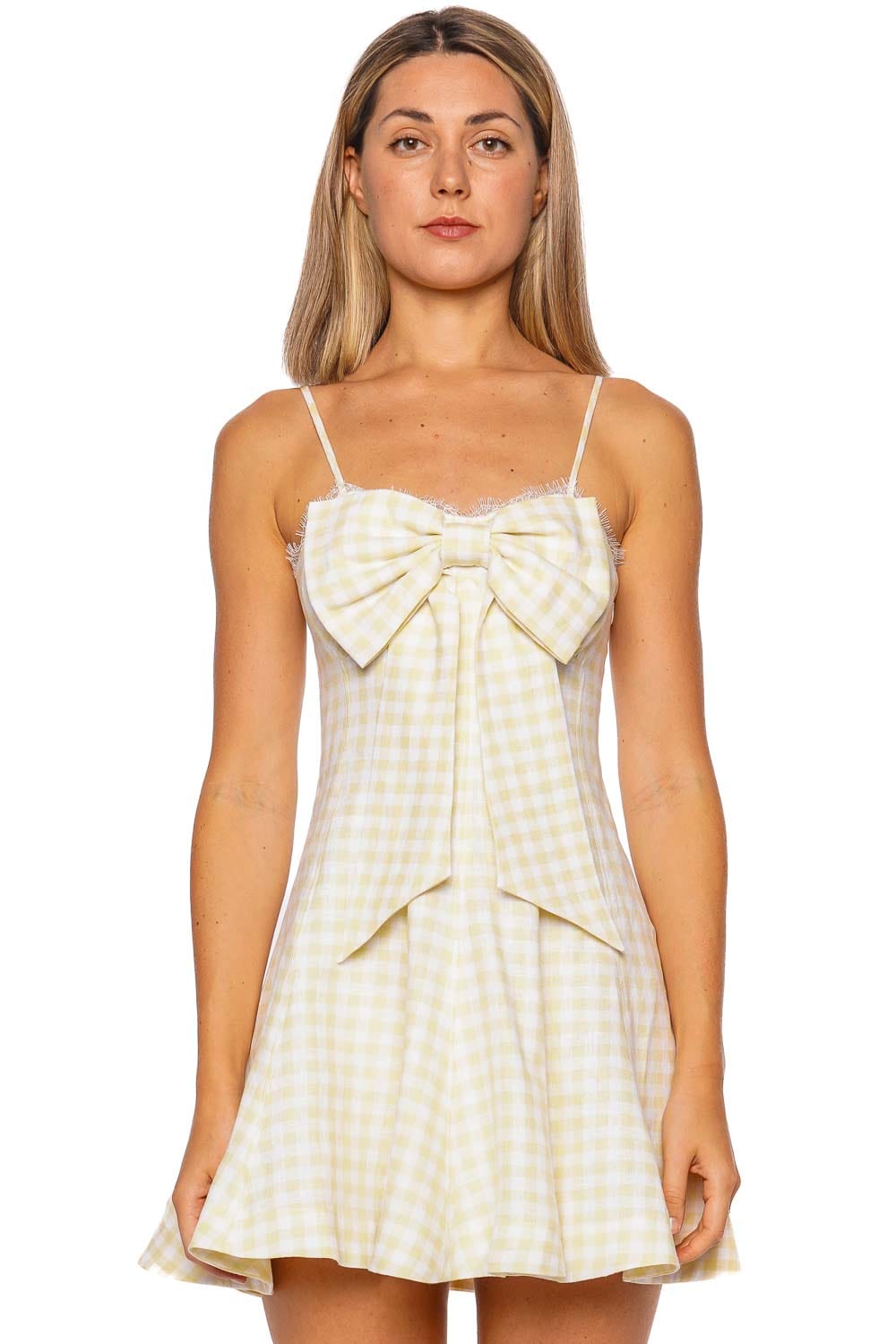 Clarine Gingham Bow Mini Dress