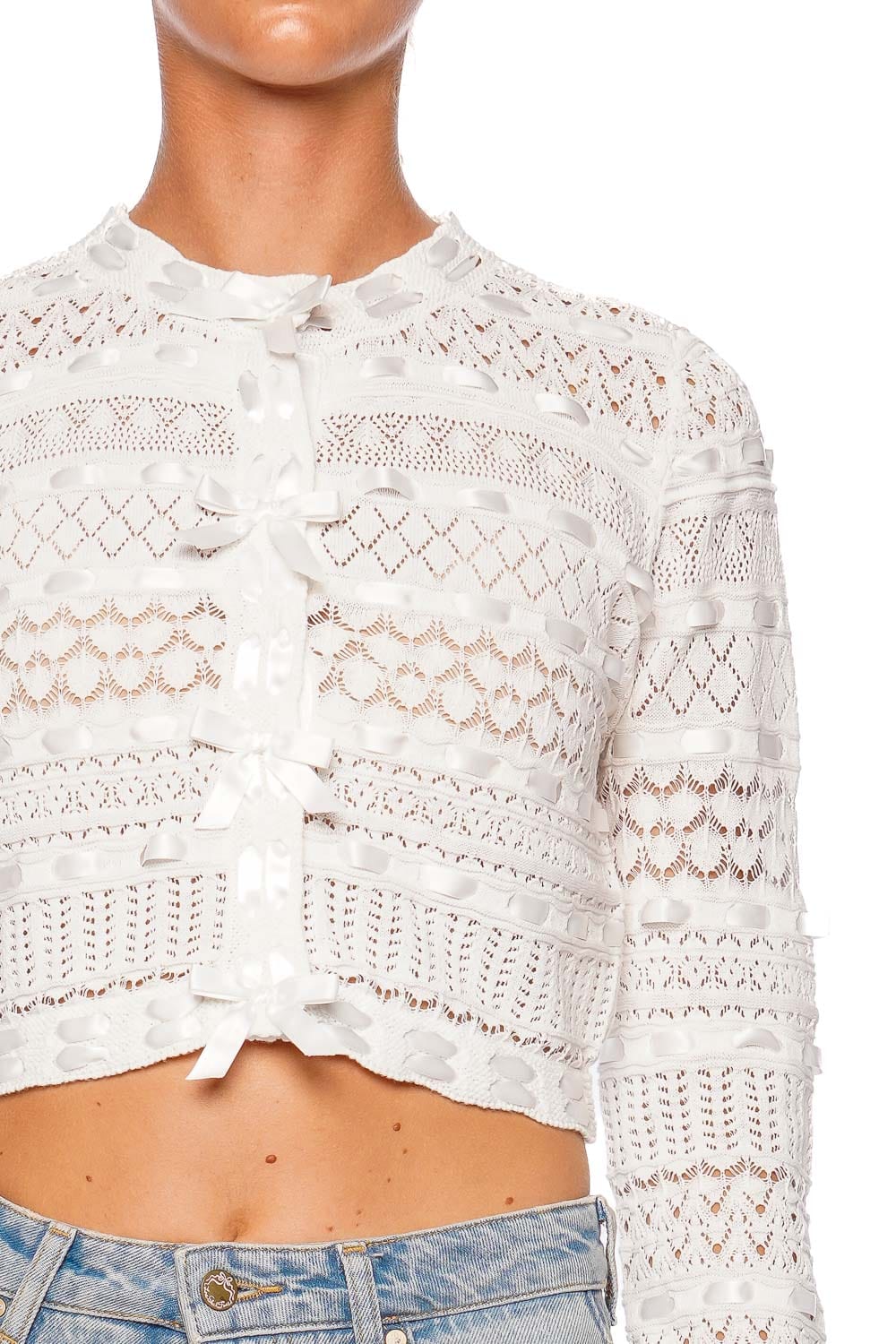 Roselline Ribbon Trim Bow Cardigan