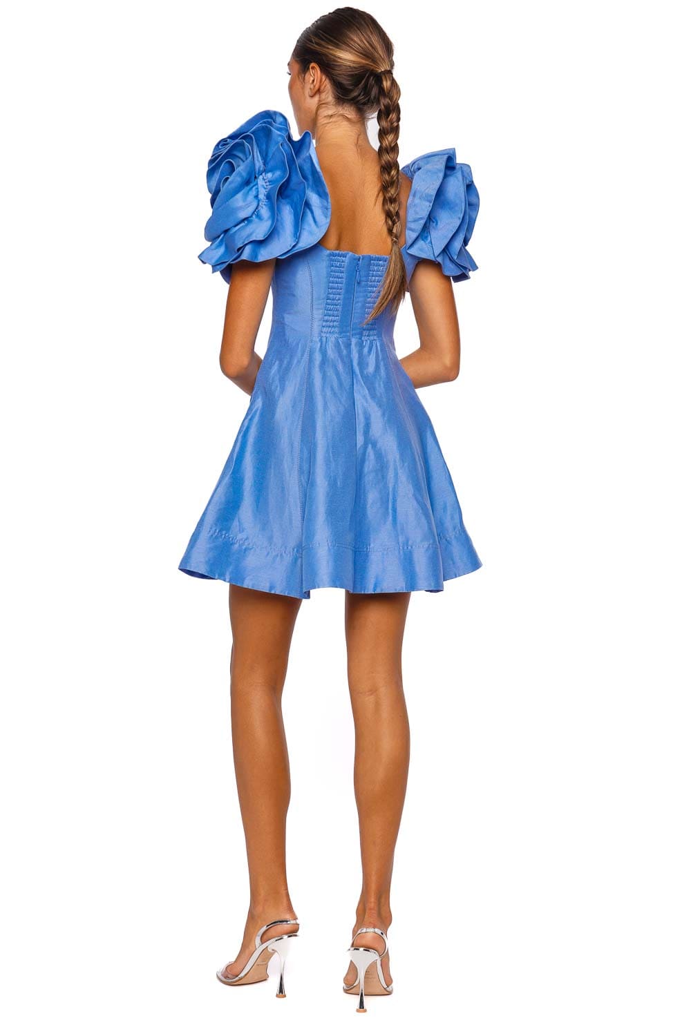 Twlya Rosette Oyster Blue Mini Dress