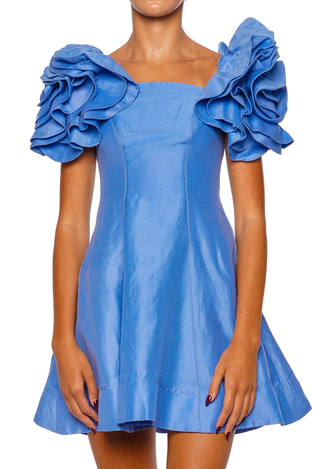 Twlya Rosette Oyster Blue Mini Dress