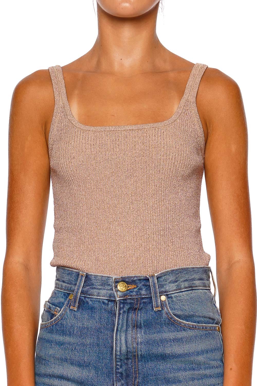 Breeze Rose Gold Ribbed Knit Tank