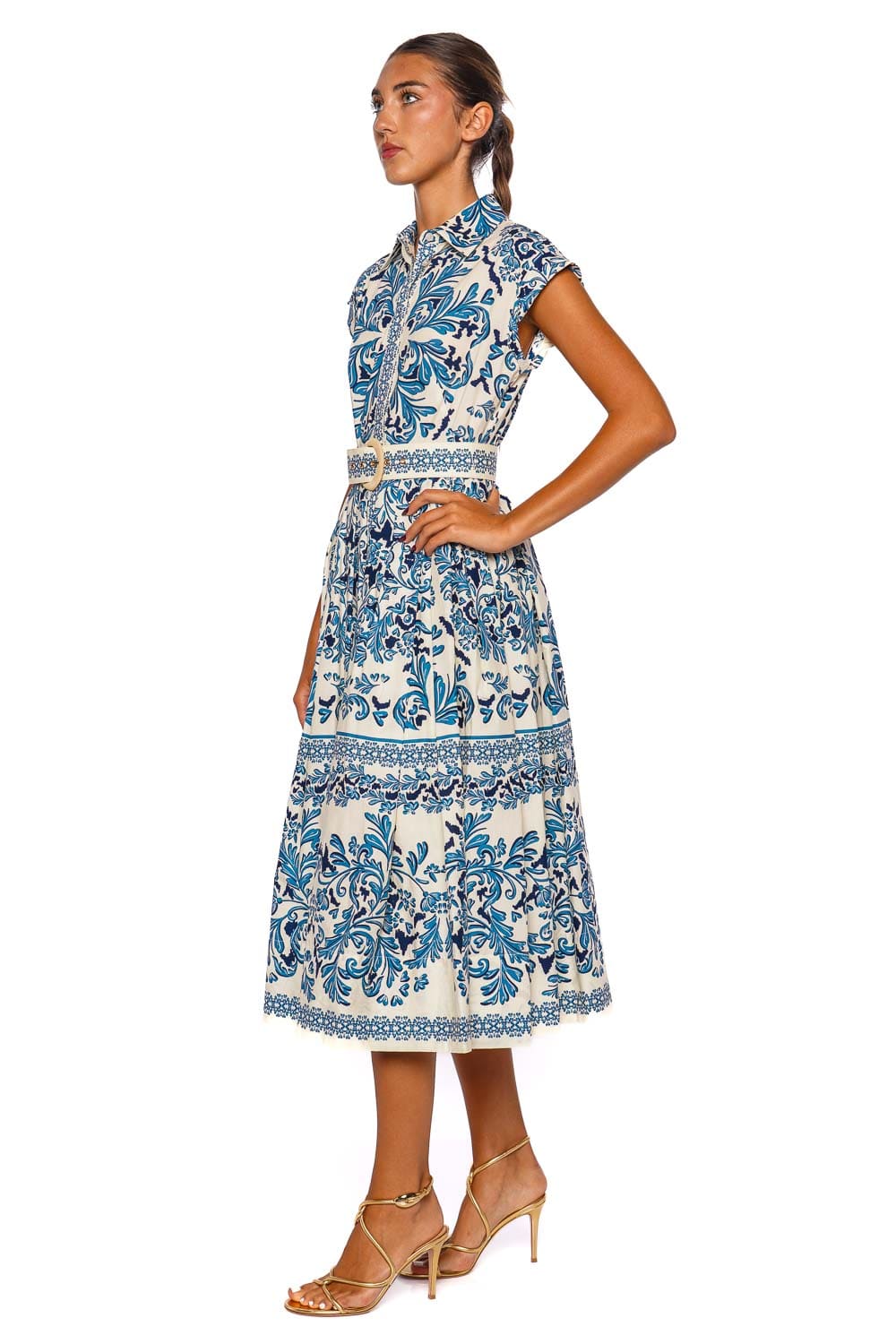 Octavia Belted Cotton Midi Dress