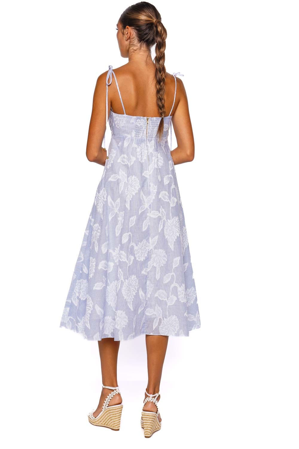 Sunray Floral Tie Shoulder Midi Dress