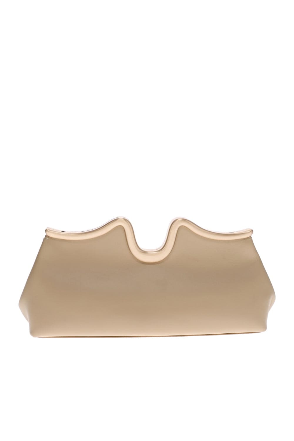 Valma Sand Sculptural Leather Clutch
