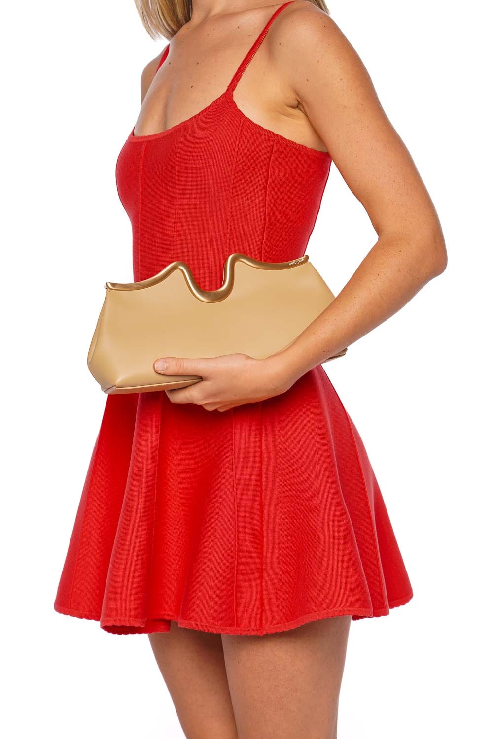 Valma Sand Sculptural Leather Clutch