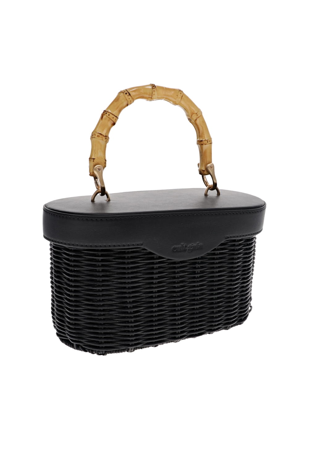 Gwyneth Black Straw Top Handle Bag