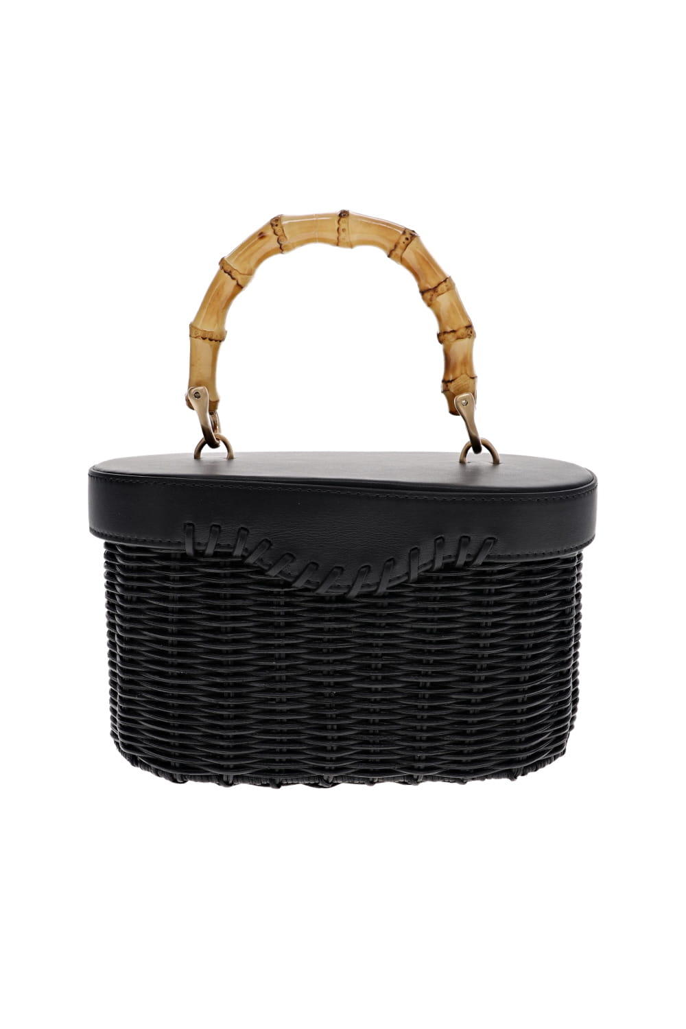 Gwyneth Black Straw Top Handle Bag