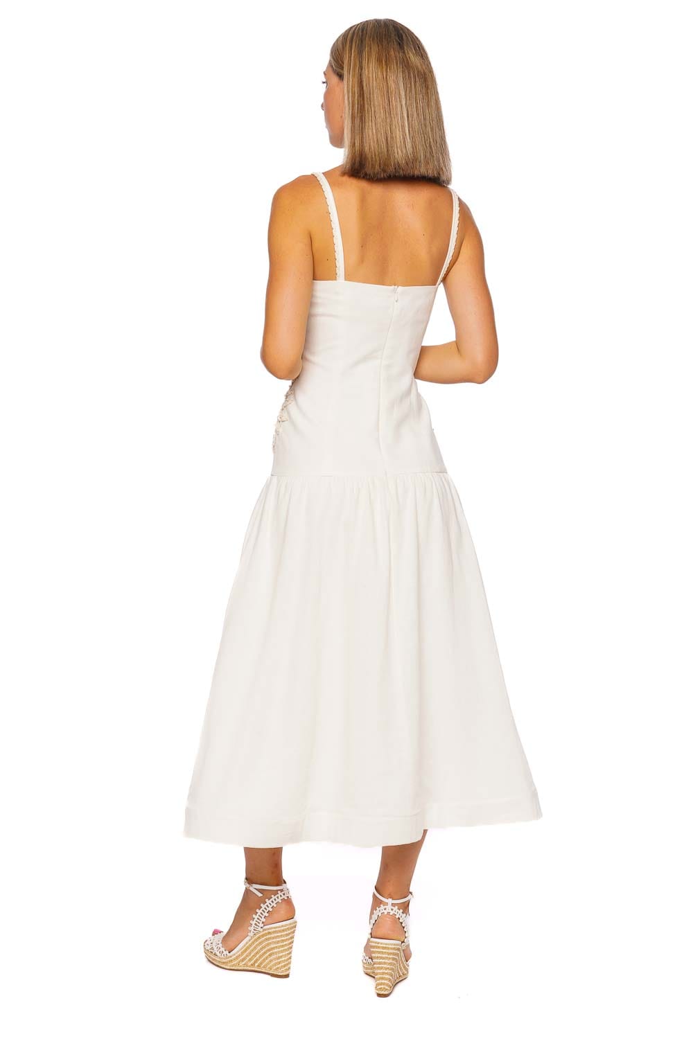 Tropic Flower Embroidered Midi Dress