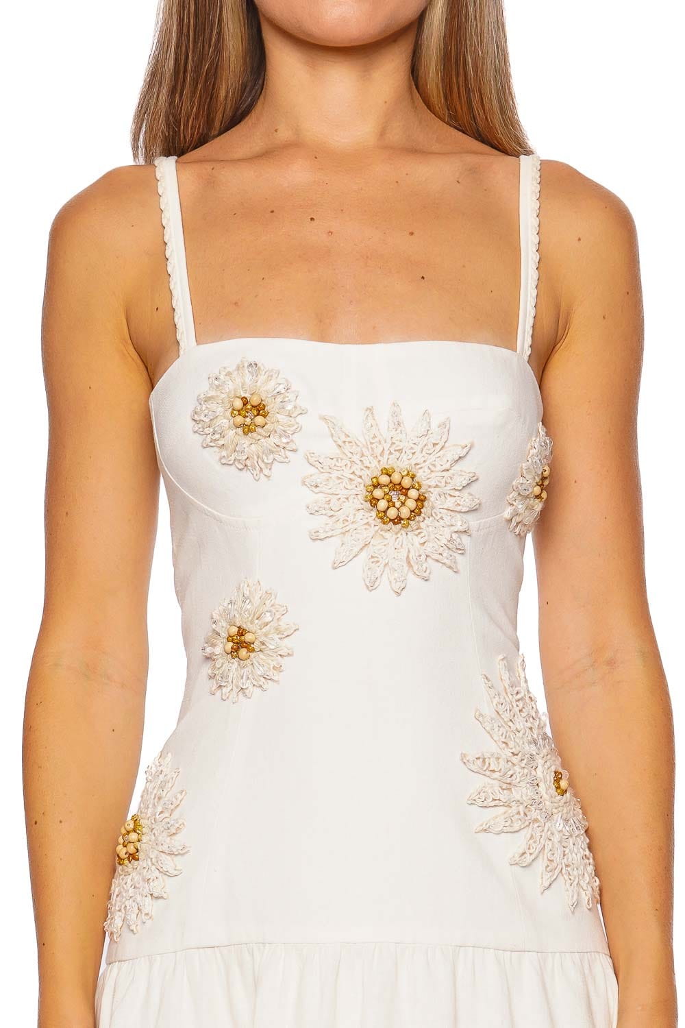 Tropic Flower Embroidered Midi Dress