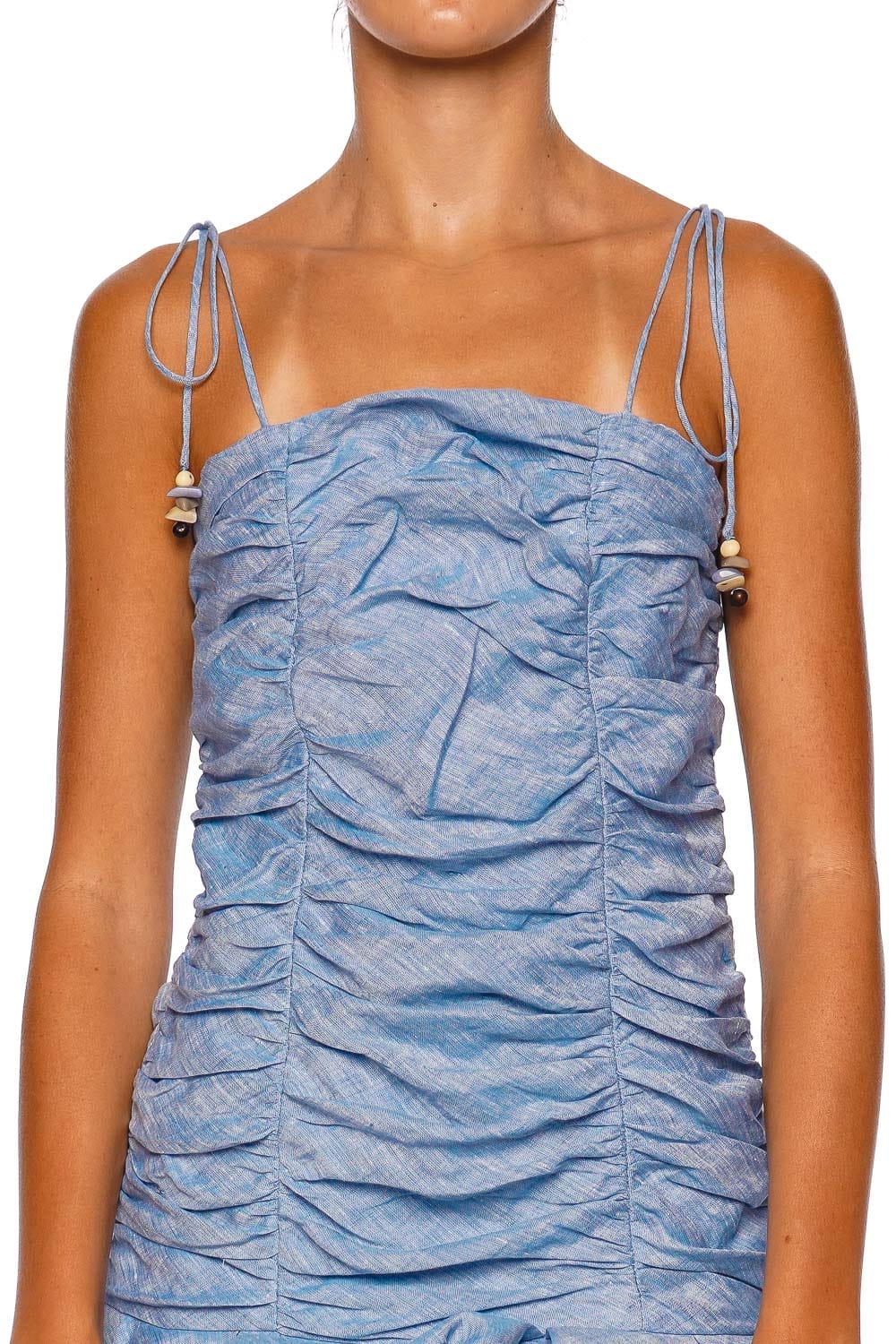 Mila Ruched Linen Mini Dress