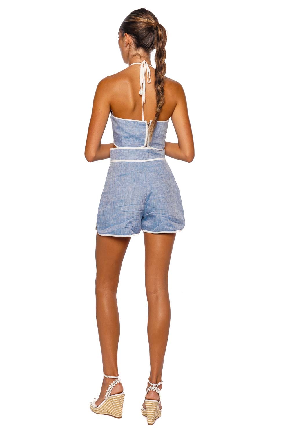 Murano Blue Melange Linen Short