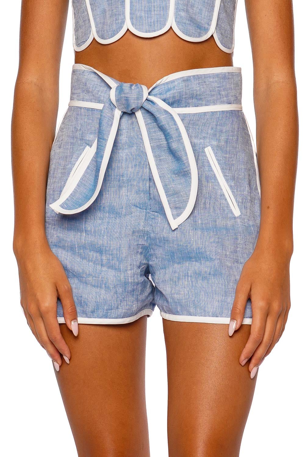 Murano Blue Melange Linen Short