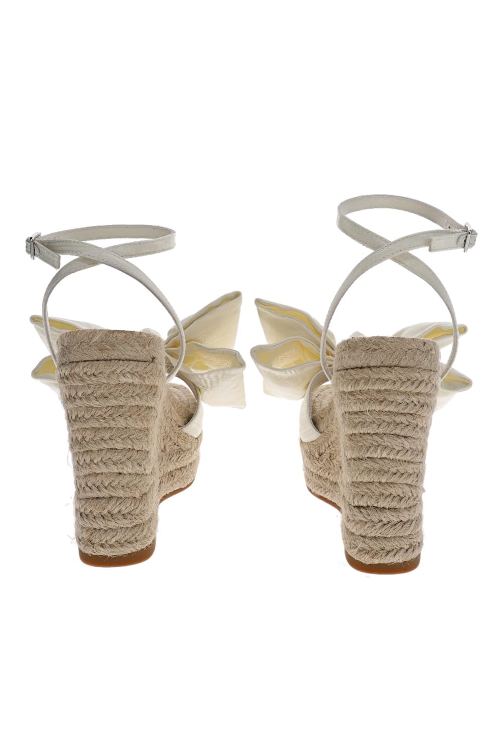 Angelina Cream Moiré Bow Wedge