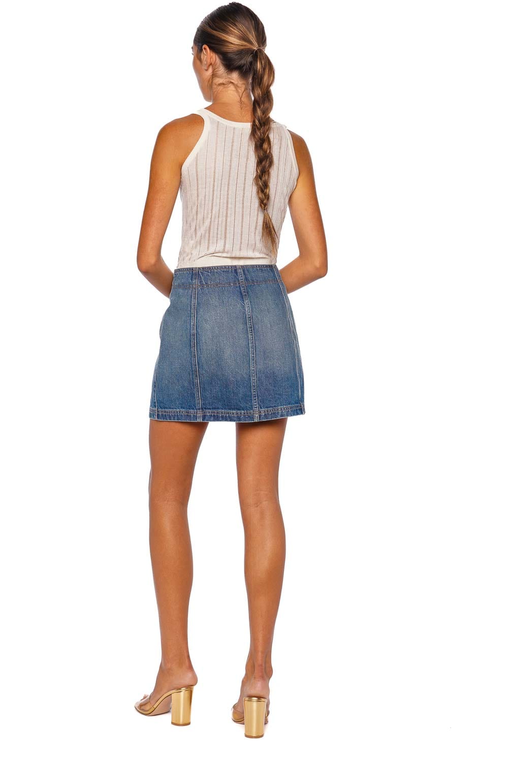 The Clara Buttoned Denim Mini Skirt