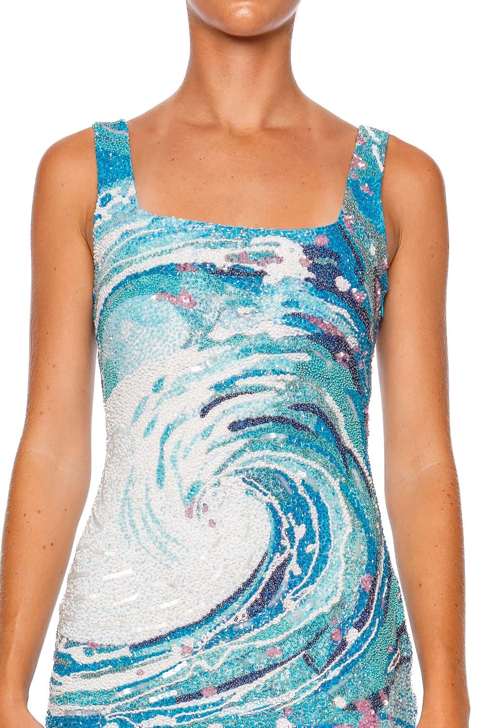 Le Sable Tidal Wave Beaded Mini Dress