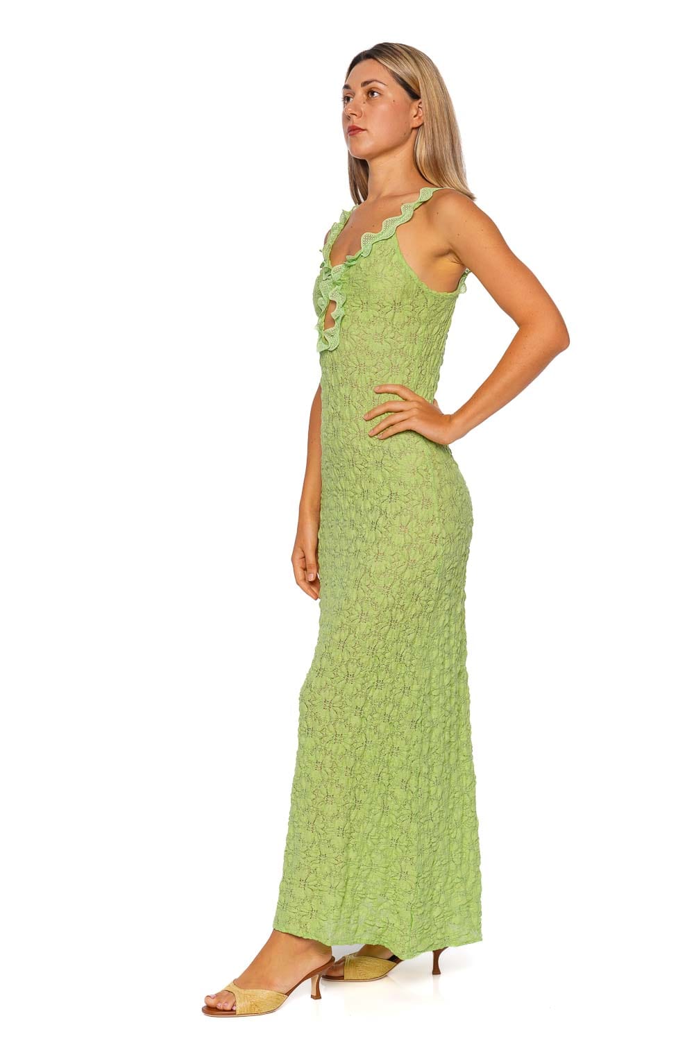 Maea Green Ruffled Maxi Dress