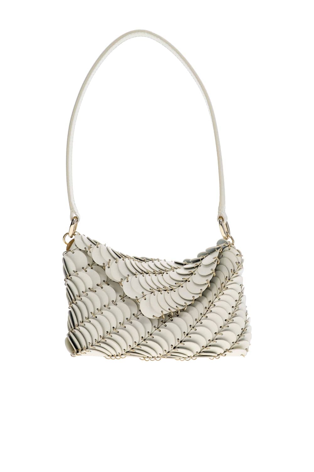 Cream Leather Disc Shoulder Bag