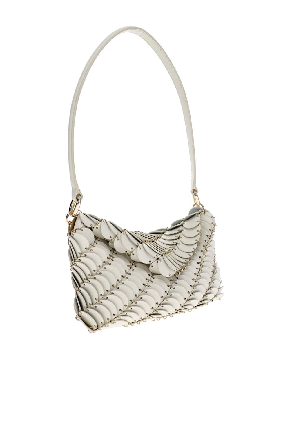 Cream Leather Disc Shoulder Bag