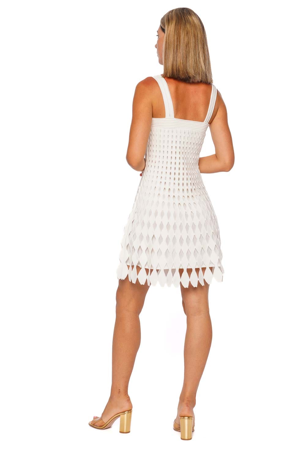 Louna Ivory Cut Out Knit Mini Dress