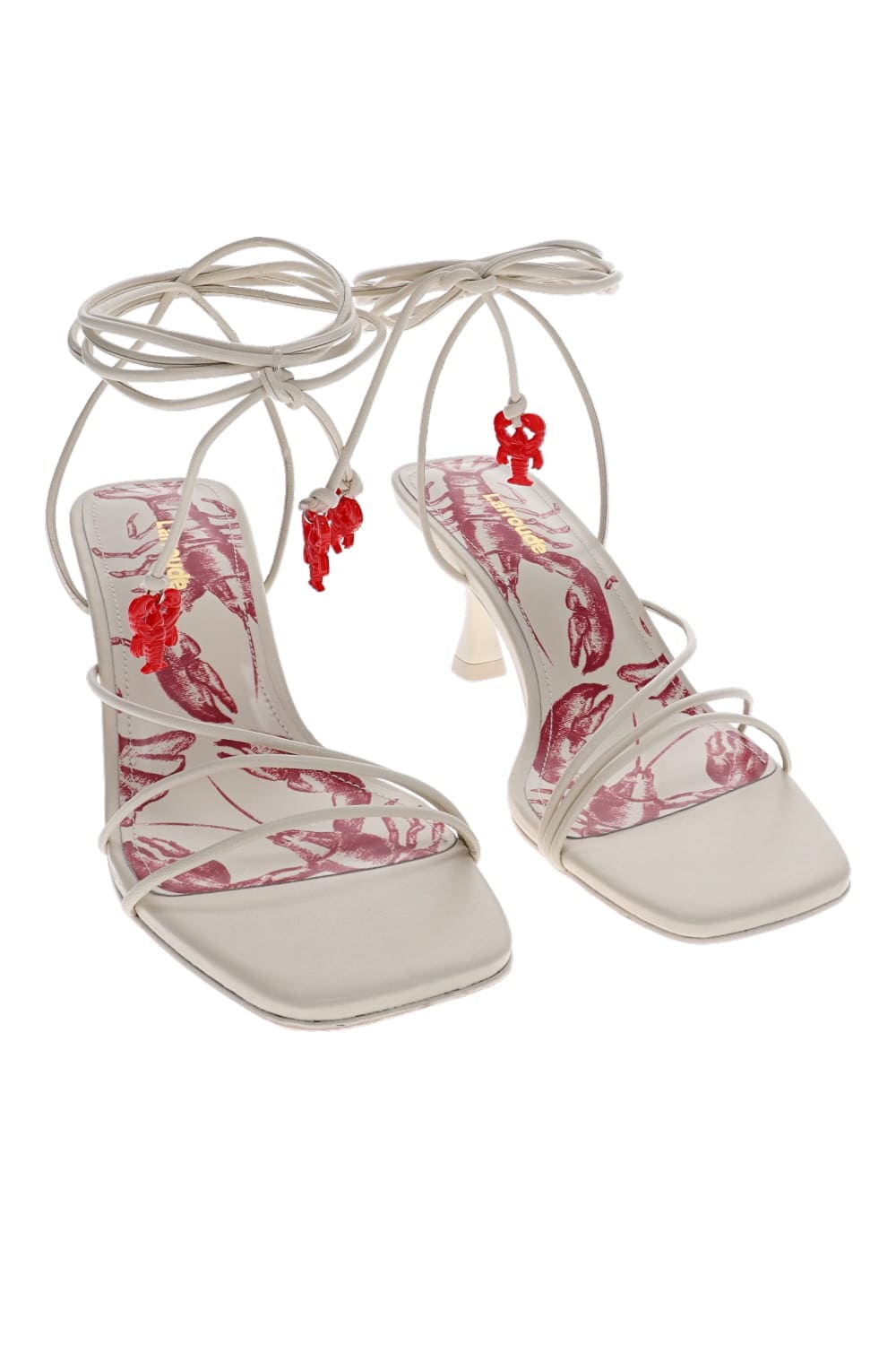 Nadia Ivory Leather Ankle Wrap Sandal