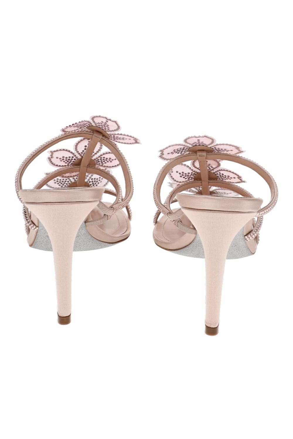 Peach Flower Embellished Leather Mule