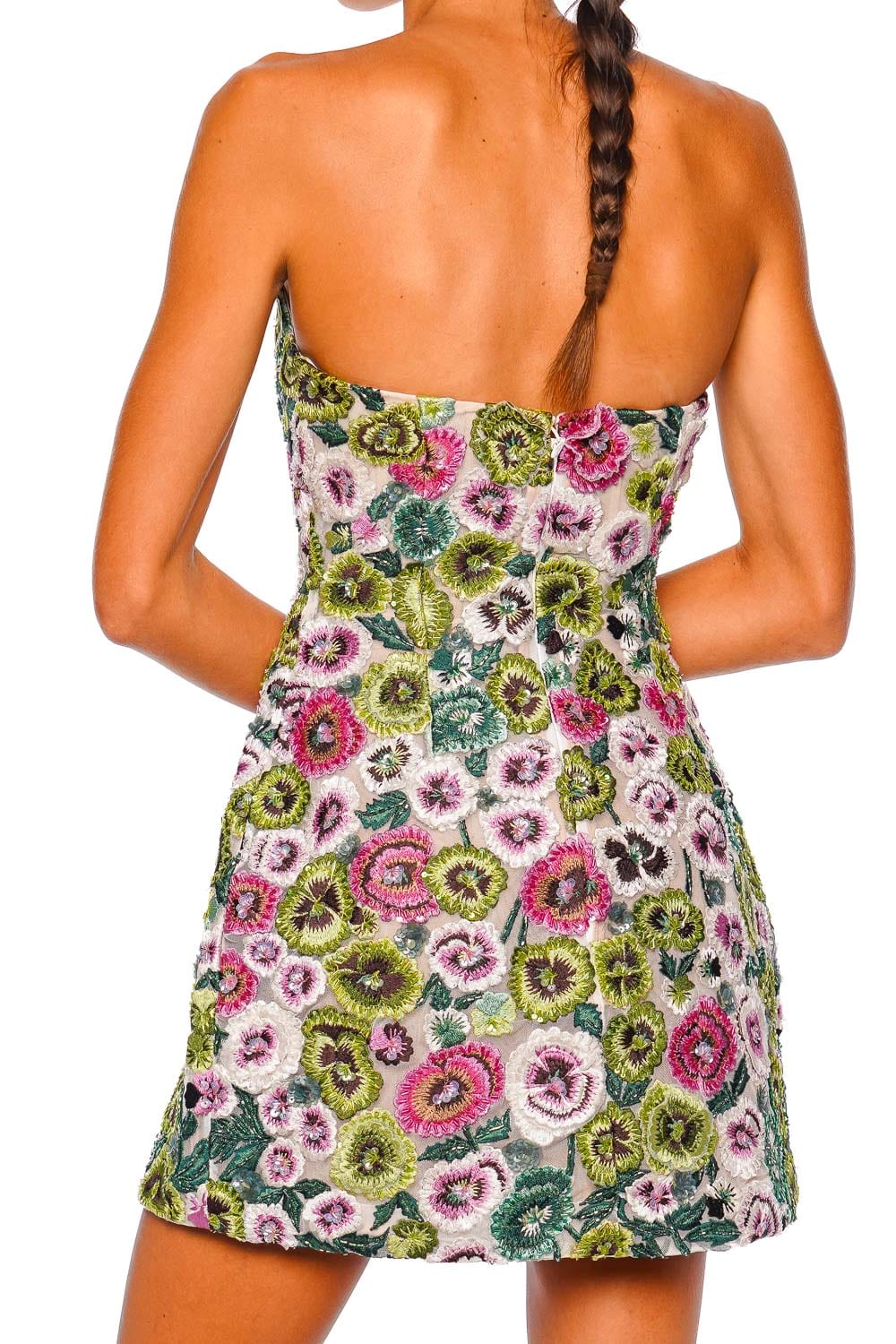 Camden Floral Embroidered Strapless Mini Dress