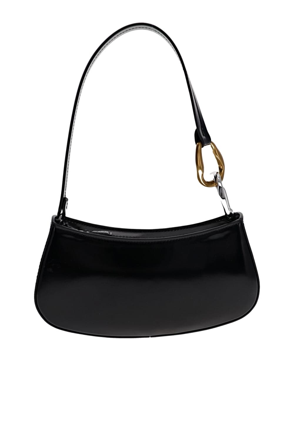 Ollie Black Polished Leather Shoulder Bag
