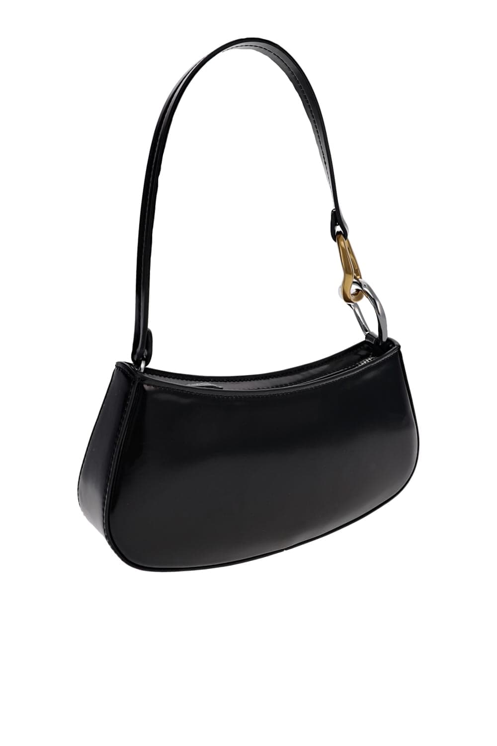 Ollie Black Polished Leather Shoulder Bag