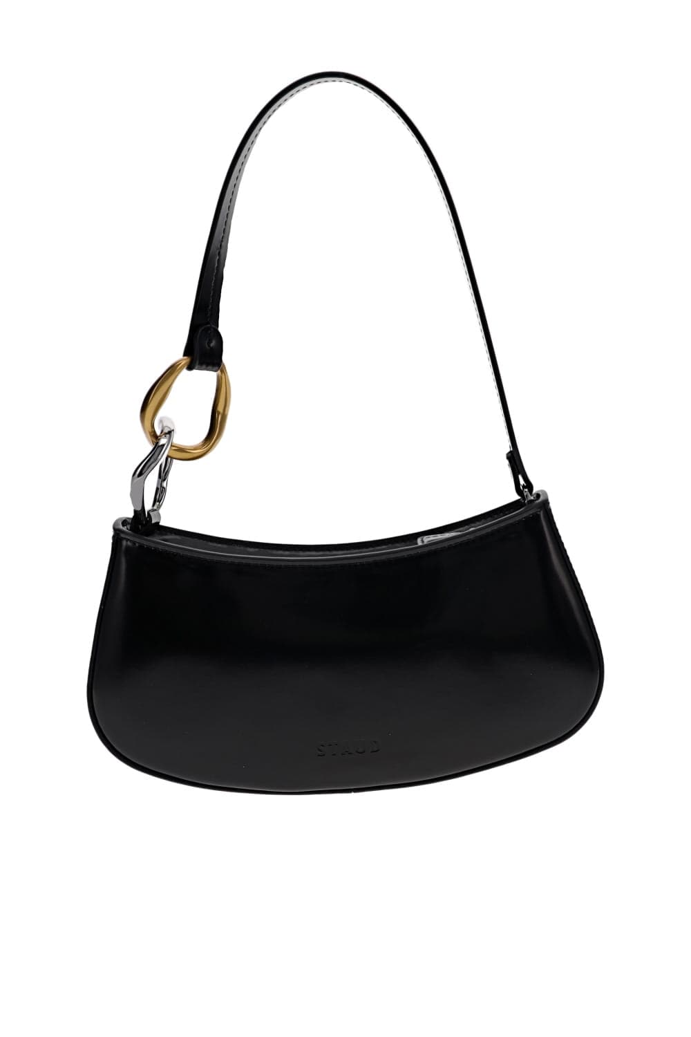 Ollie Black Polished Leather Shoulder Bag
