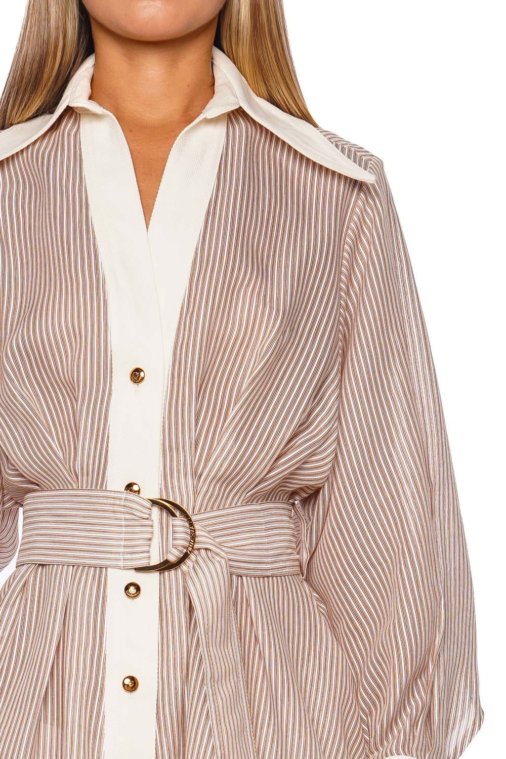 Hypnotic Tuck Striped Long Sleeve Mini Dress