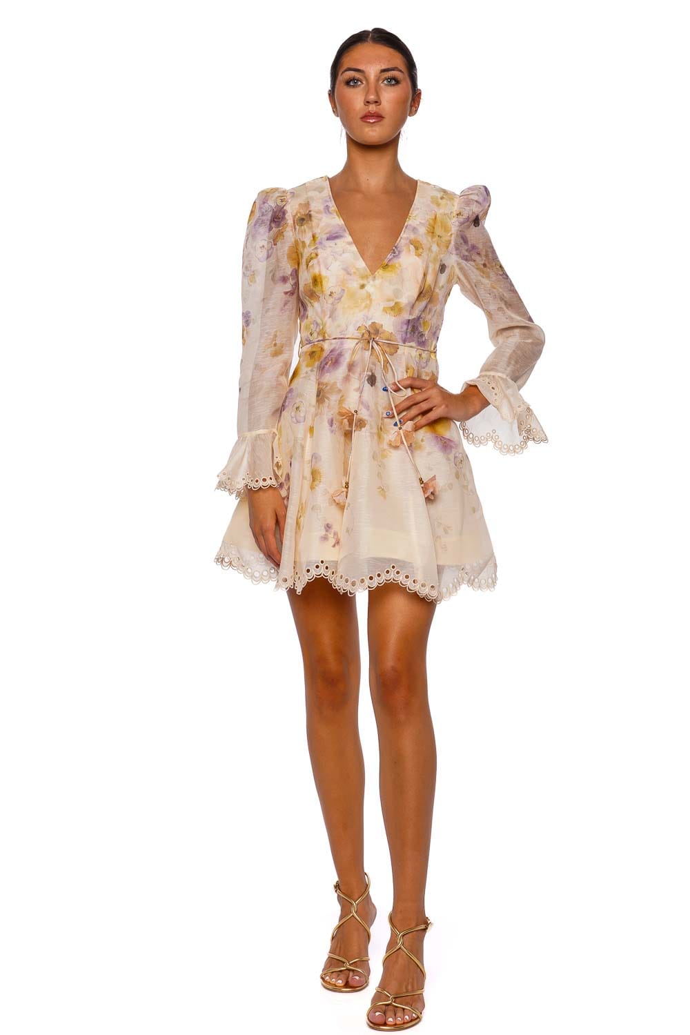 Memento Floral Embroidered Long Sleeve Mini Dress