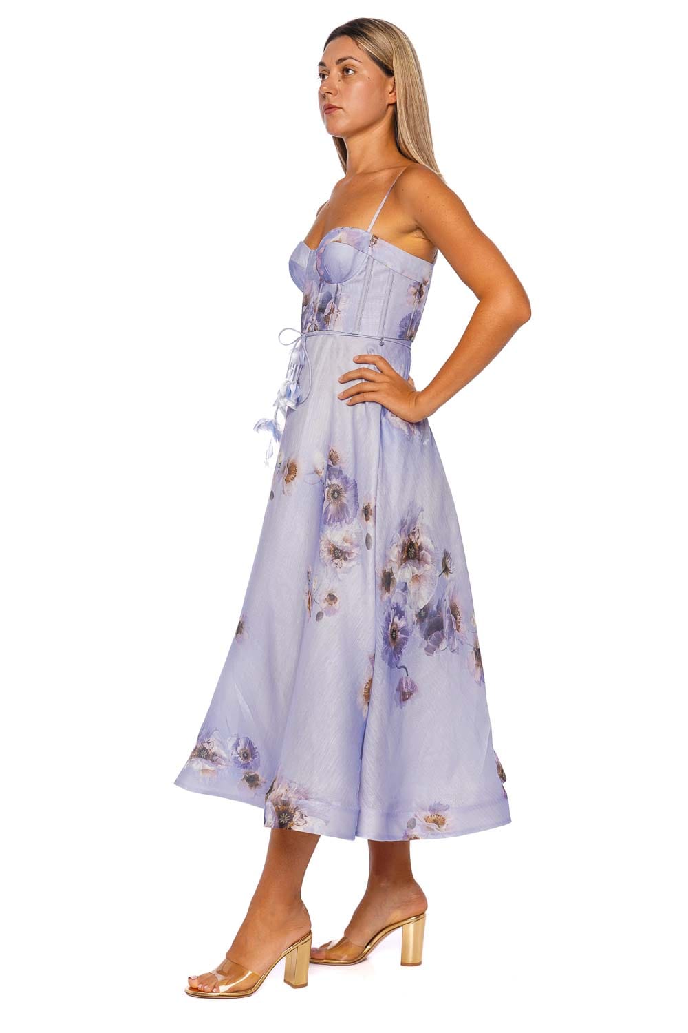 Hypnotic Picnic Lilac Floral Bustier Midi Dress