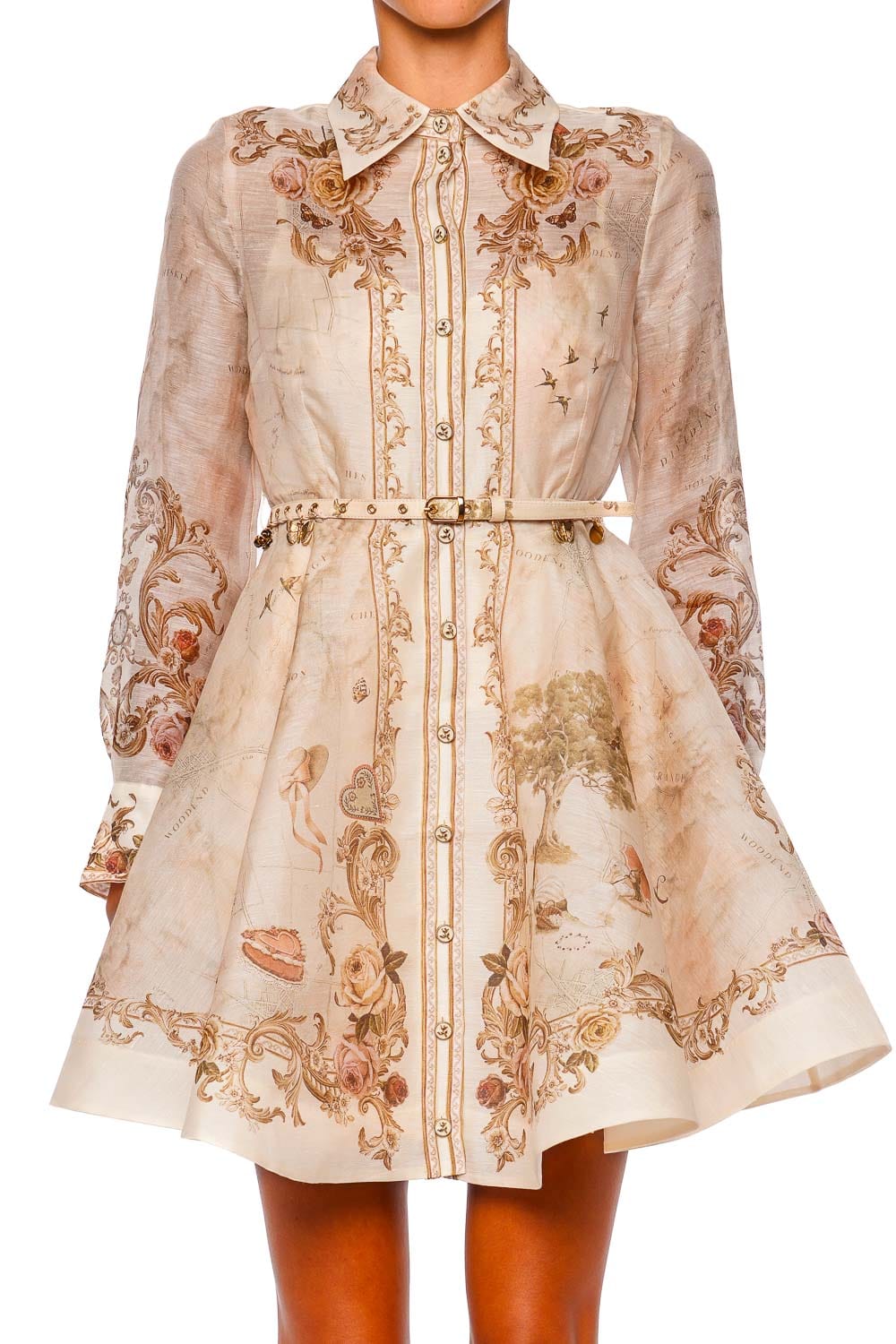 Memento Buttoned Long Sleeve Mini Dress
