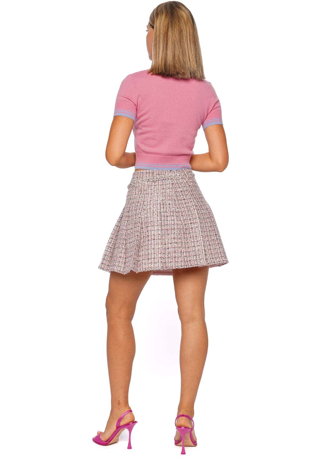 Pink Contrast Stripe Cashemre Knit Top