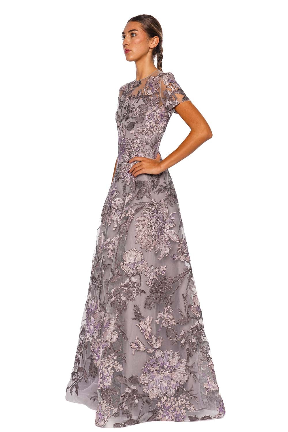 Metallic Raffia Cap Sleeve Gown
