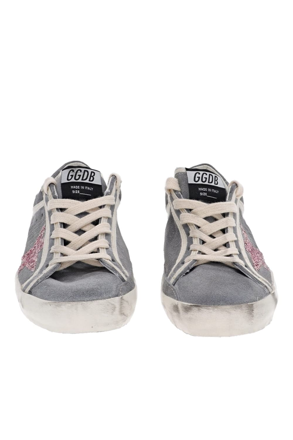 Super Star Pink Glitter Grey Suede Sneakers