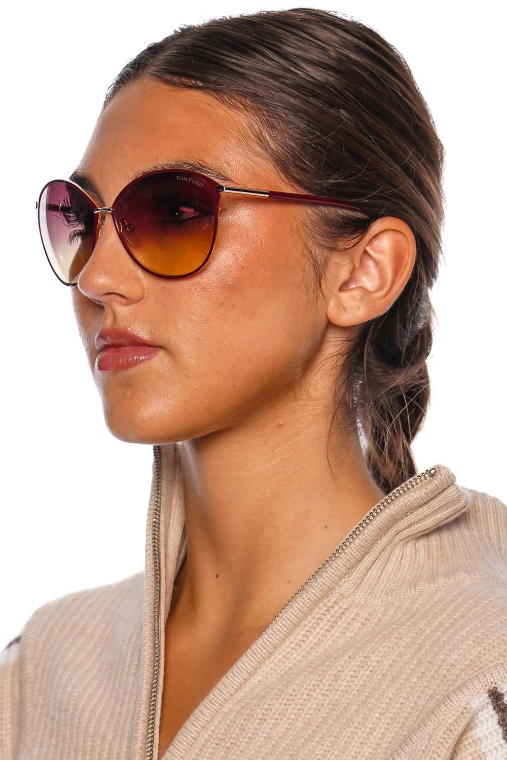 Penelope Burgundy Round Sunglasses