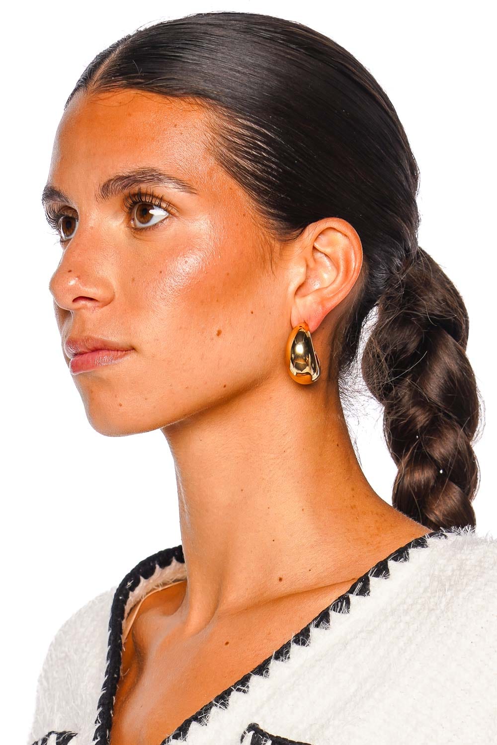 Glossy Dome Gold Hoop Earrings