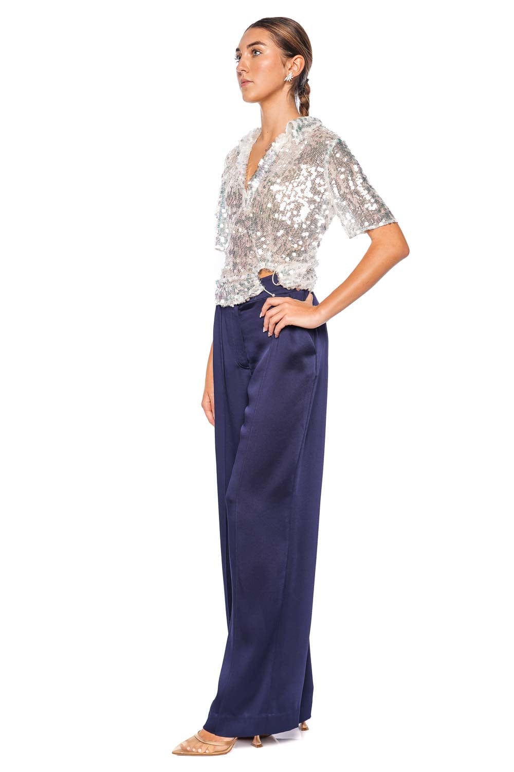 Opaline Sequin Embellished Polo Top