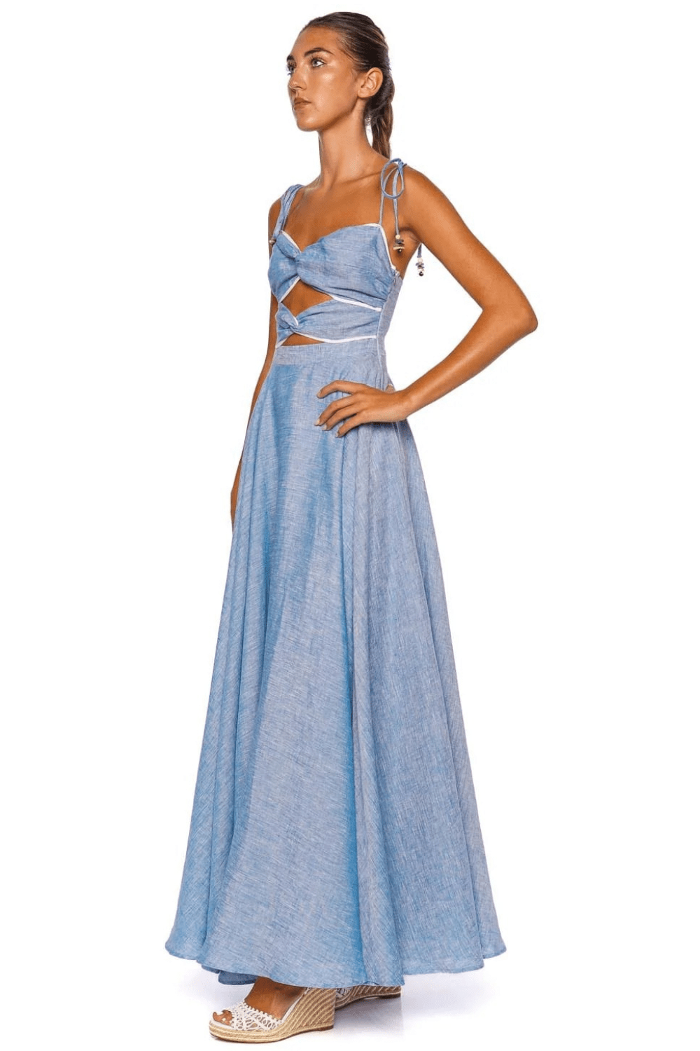 Monroe Cut Out Linen Maxi Dress