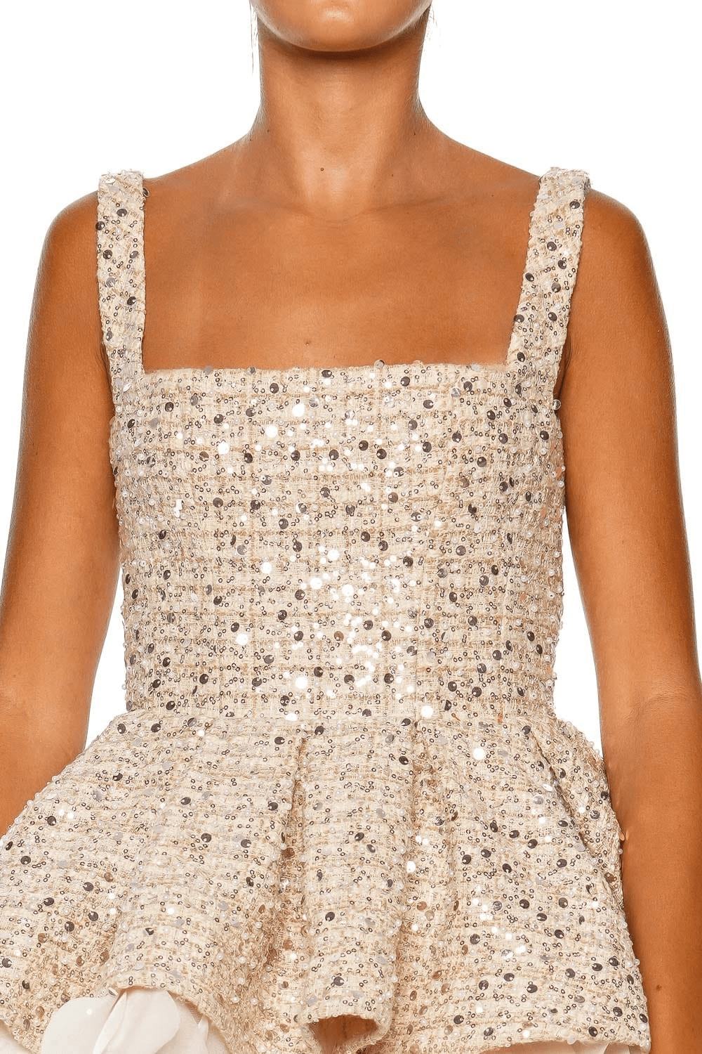 Catalina Sequin Tweed Ruffled Mini Dress